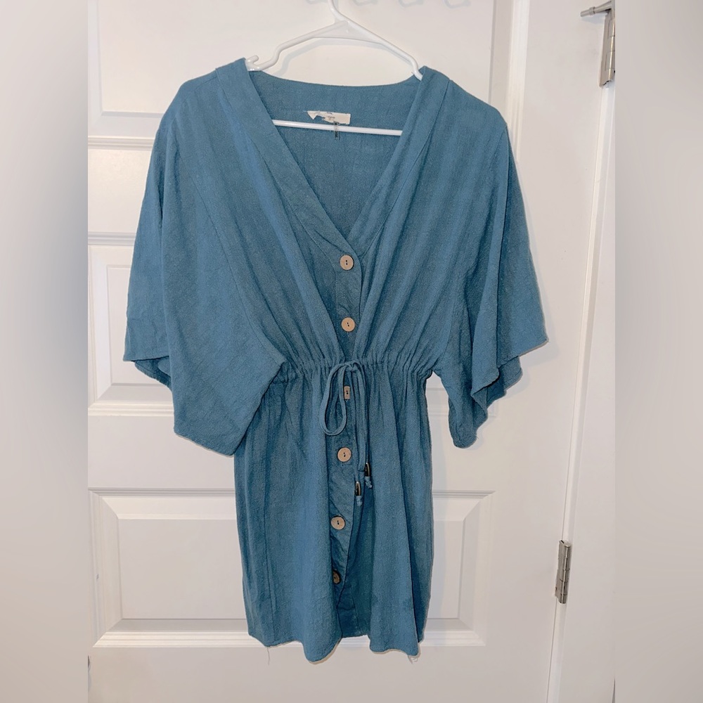 Metro Button Up Cinch Waist Dress